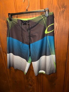 Oakley Men’s Blue, Green & Black Colorblock Boardshorts